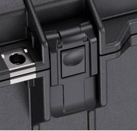 a close up of a peli air 1615 cases Proven Tough Double-Throw Latches