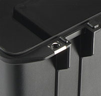 a close up of a peli air 1615 cases Stainless Steel Hasp Protectors