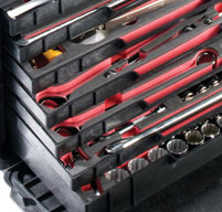 close up of the peli 0450 mobile tool chest Optional drawers