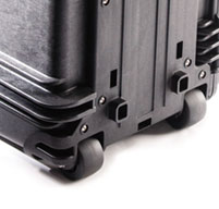 close up of the peli 0450 mobile tool chest Stable, wide track mobility