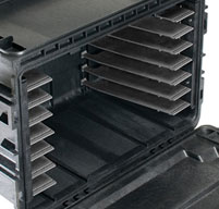 close up of the peli 0450ND mobile tool chest drawer glides for deep & shallow drawers