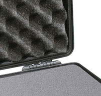 a close up of a black Peli 1470 laptop cases optional Pick N Pluck with convoluted lid foam