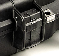 a close up of a peli 1495 laptop cases easy open double throw latches