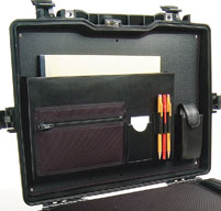 a close up of a peli 1495cc1 laptop cases Lid organiser and shock absorbing tray