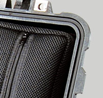 close up of o'ring seal on the inside of a peli 1510sc studio case in black