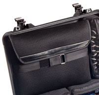 close up of a black peli 1560sc studio case with a padded removable sleeve for 15-17 inch laptops