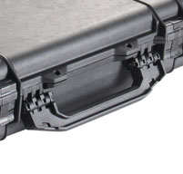 Close up of peli 1750 long cases Fold down side handle