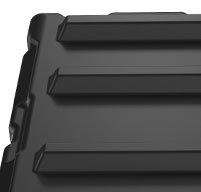 Close up of peli hardigg super v 4u rack mount cases Stacking ribs secure non-slip stacking on matched size cases