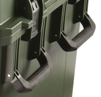 a close up of a peli storm im3075 cases Four Double-layered, Soft-grip Handles