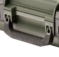 close up of a peli storm im3200 cases Two Double-layered, Soft-grip Handles