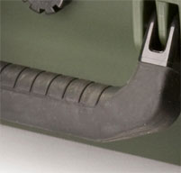 a close up of an olive green peli IM2400 Storm case Double-layered, Soft-grip Handle