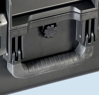a close up of a black peli IM2275 Storm cases Double-layered, Soft-grip Handle