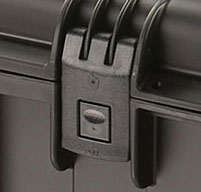 a close up of a peli storm im2750 cases Four Press & Pull Latches