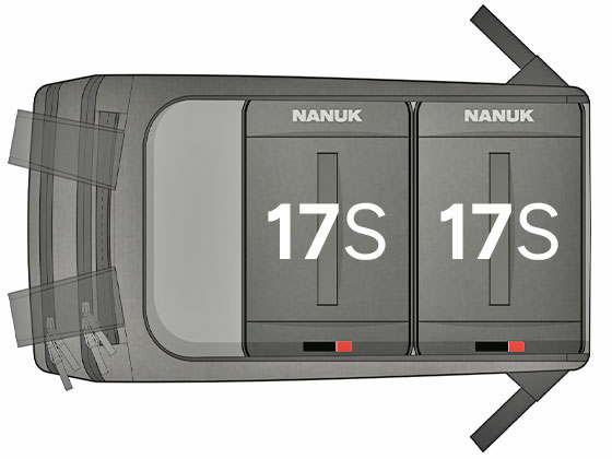 nanuk n-cubik 17s organisers inside a 35L backpack